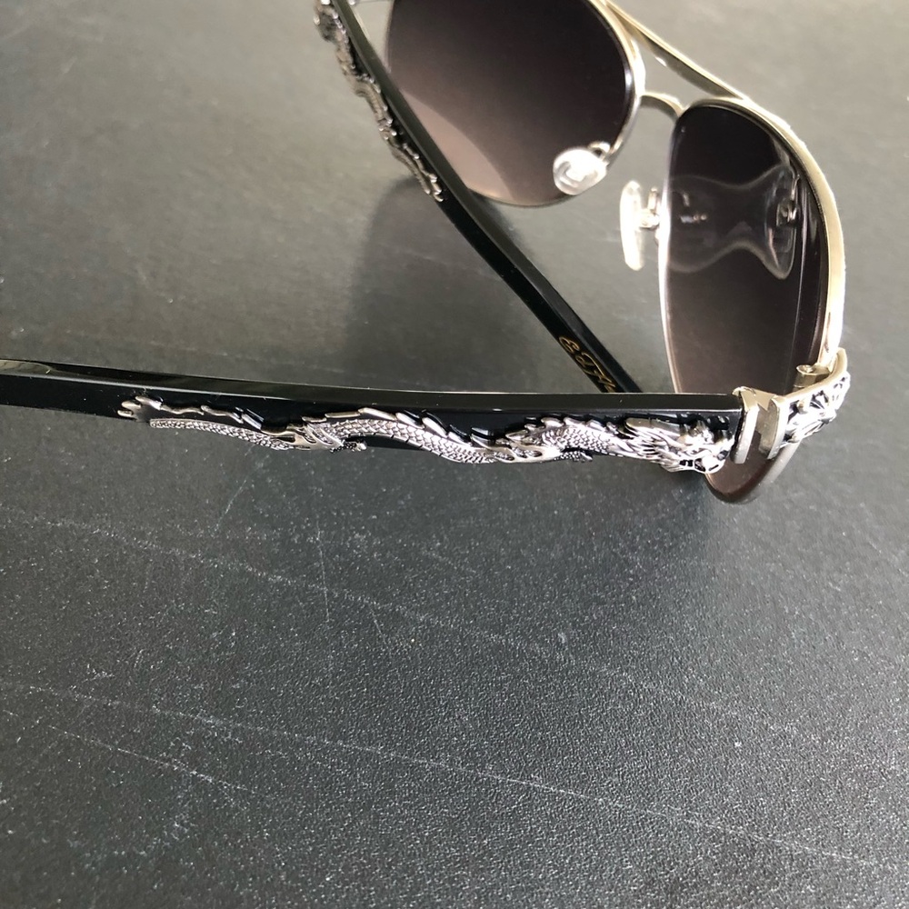 LNWT Ed Hardy EHA Diving Dragon aviator style metal frame front sunglasses